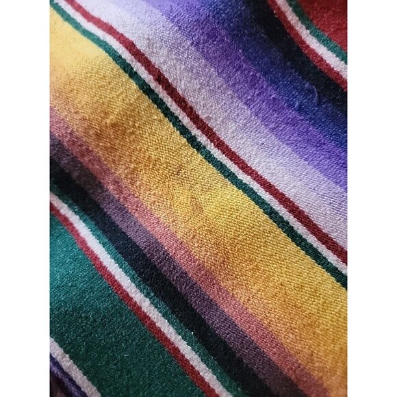 Vintage Mexican Wool Blend Serape Blanket Brick Red 36x77 - Picture 9 of 9